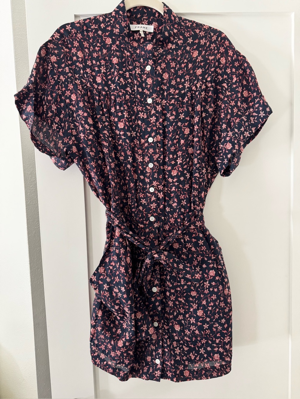 FRAME Denim Floral Belted Mini Dress Size S - Picture 10 of 10